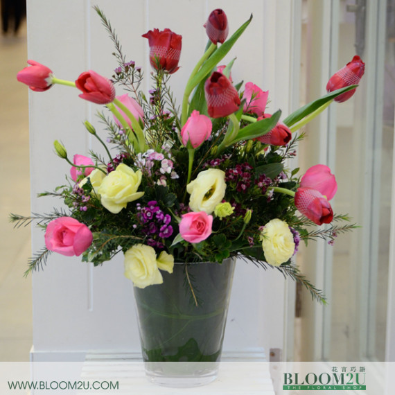 tulips and roses arrangement
