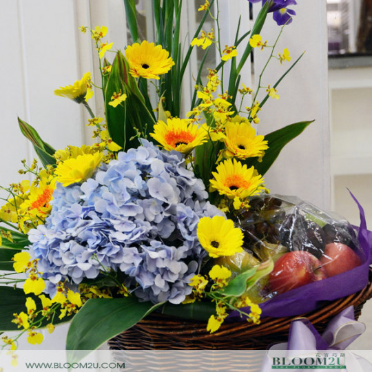 Flower Basket with Fruits