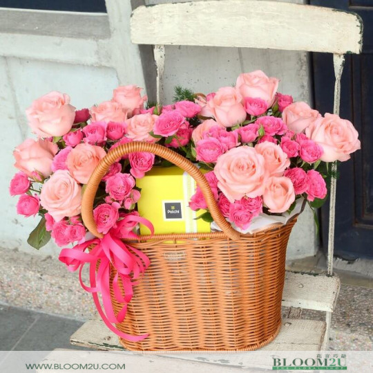 Flower basket with Patchi Chocolate