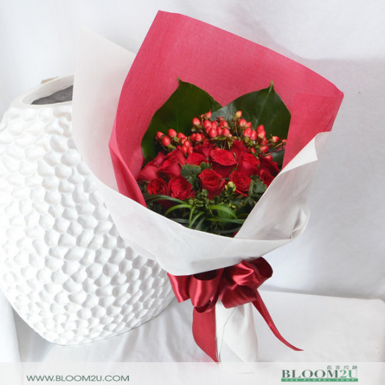 red hand bouquet