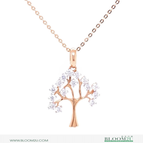 rose gold with diamond tree pendant